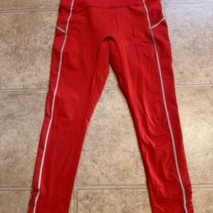 FP Movement by Free People Red Leggings with Gray Accents